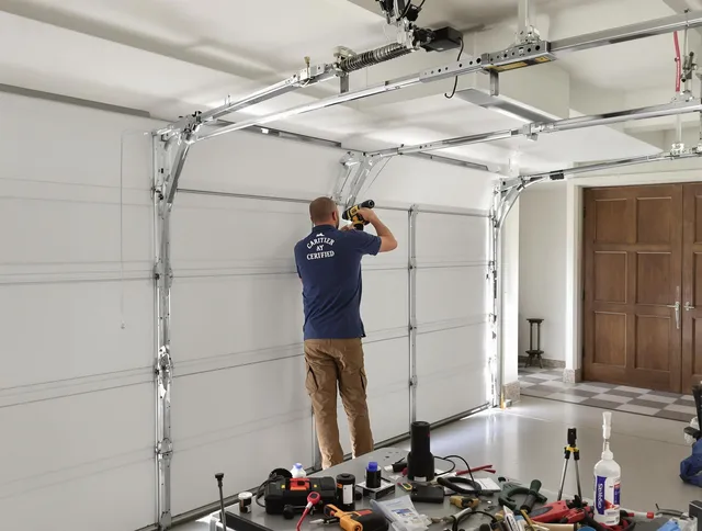 Maywood Garage Door Repair certified technician performing precision garage door repair in Maywood
