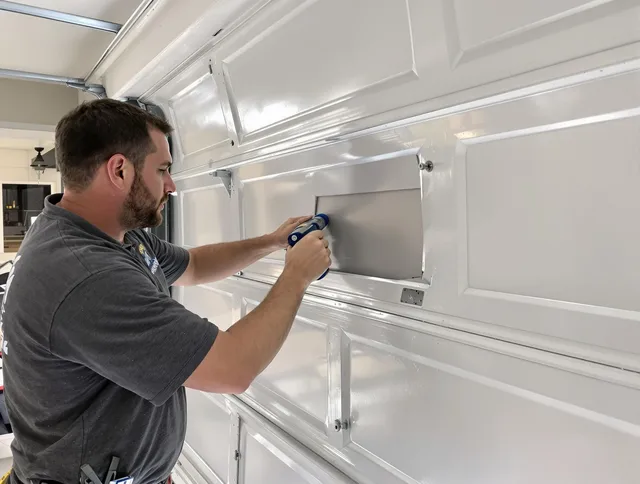Garage door panel repair by Maywood Garage Door Repair in Maywood